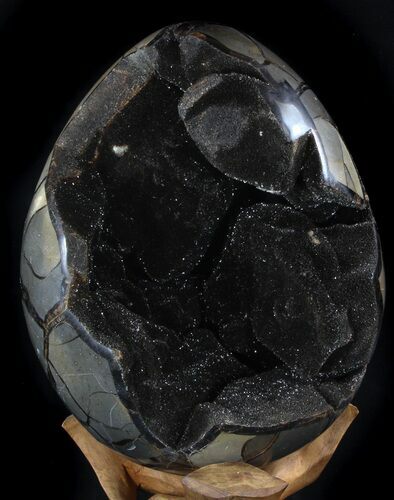 Septarian Dragon Egg Geode - Black Crystals #37118